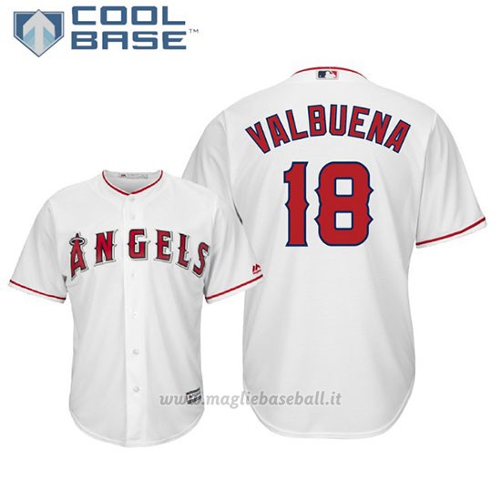 Maglia Baseball Uomo Los Angeles Angels Luis Valbuena Cool Base Majestic 1ªBianco